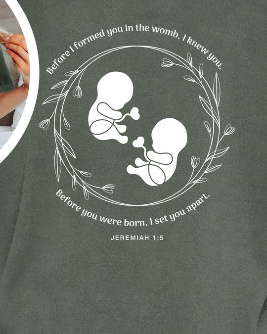 Jeremiah 1:5 Twins Womens T-shirt (heavy weight)
