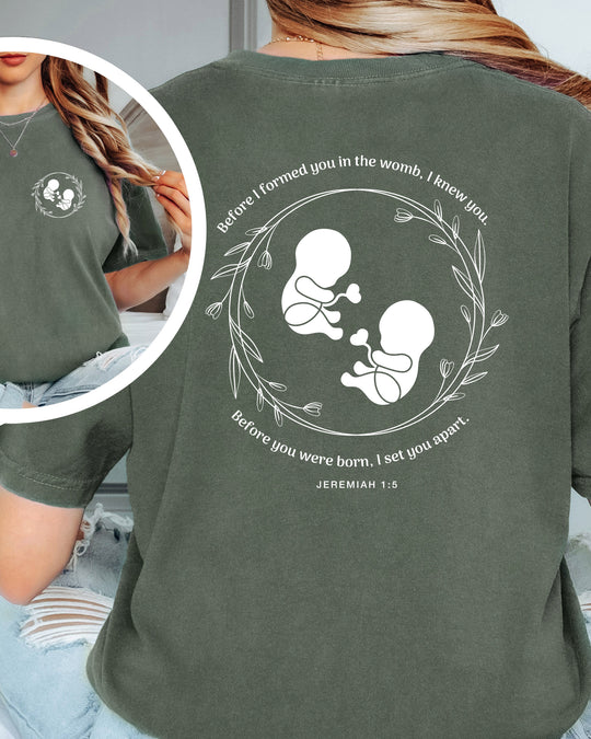 Jeremiah 1:5 Twins Womens T-shirt (heavy weight)