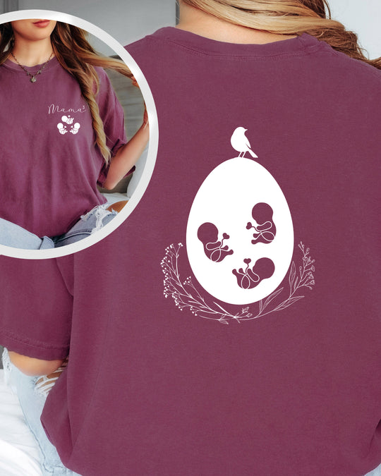 Mama Egg Triplets Womens T-shirt (heavy weight)