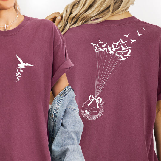 Birds Basket. Womens T-shirt (heavy weight)
