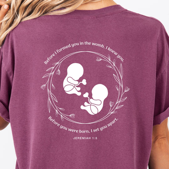 Jeremiah 1:5 Twins Womens T-shirt (heavy weight)