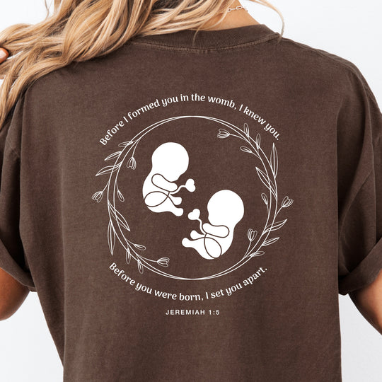 Jeremiah 1:5 Twins Womens T-shirt (heavy weight)