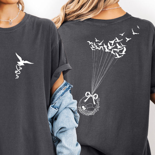 Birds Basket. Womens T-shirt (heavy weight)