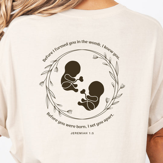 Jeremiah 1:5 Twins Womens T-shirt (heavy weight)