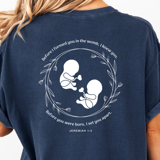 Jeremiah 1:5 Twins Womens T-shirt (heavy weight)