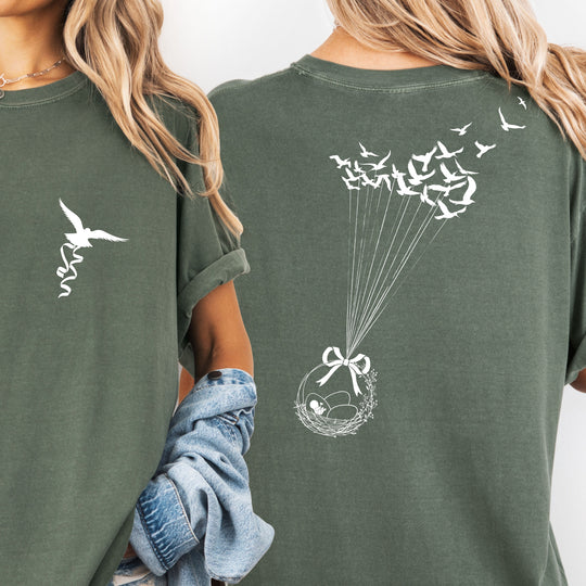 Birds Basket. Womens T-shirt (heavy weight)