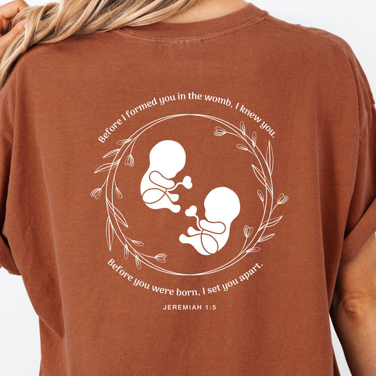 Jeremiah 1:5 Twins Womens T-shirt (heavy weight)
