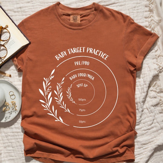 Baby Target Practice Womens T-shirt (heavy weight)