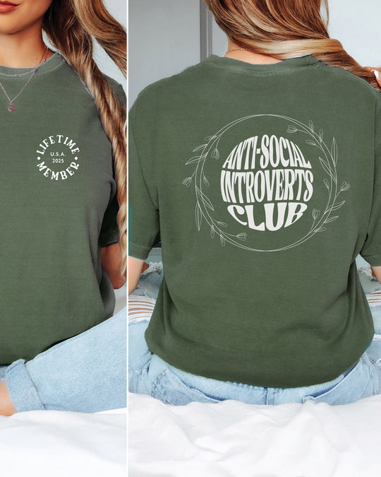 Anti-Social Introverts Club Womens T-Shirt (heavy weight)
