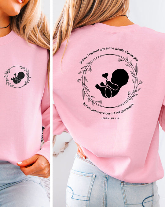Jeremiah 1:5 Embroidered Front Pocket Womens Sweatshirt