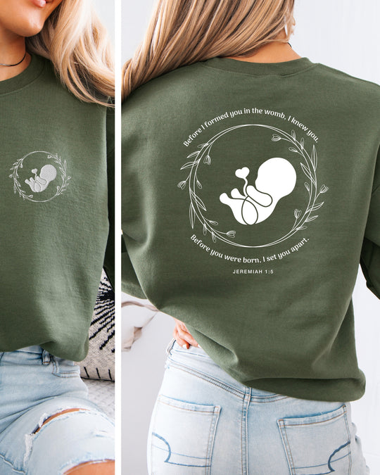 Jeremiah 1:5 Embroidered Front Pocket Womens Sweatshirt