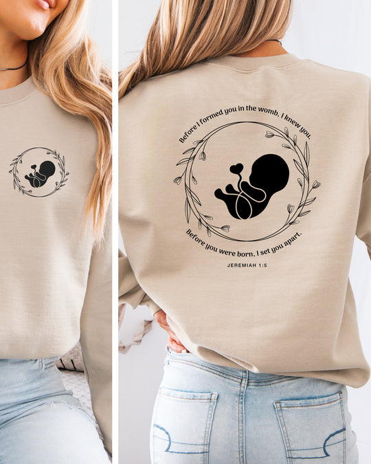 Jeremiah 1:5 Embroidered Front Pocket Womens Sweatshirt