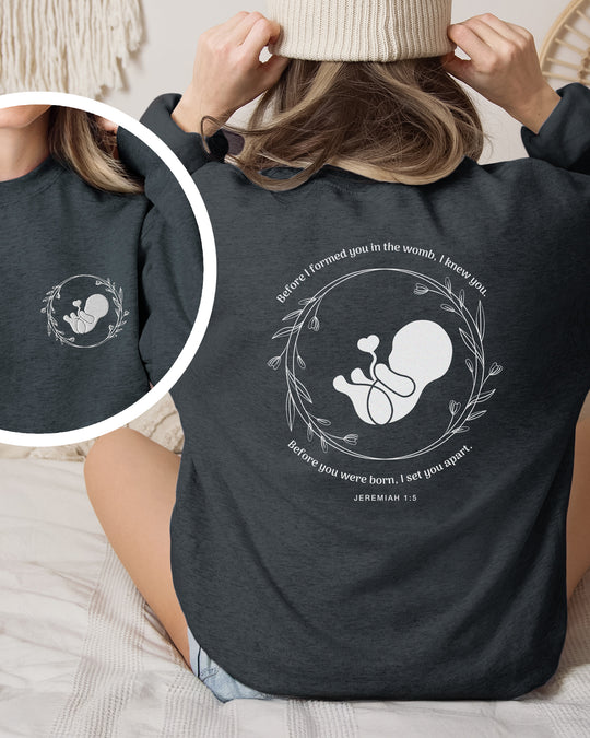 Jeremiah 1:5 Embroidered Front Pocket Womens Sweatshirt