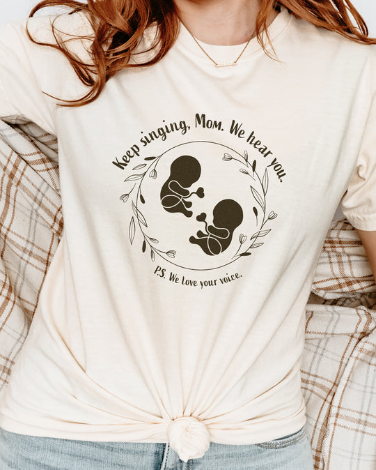 Keep Singing, Mom. We Hear You. Twins Womens T-shirt (heavy weight)
