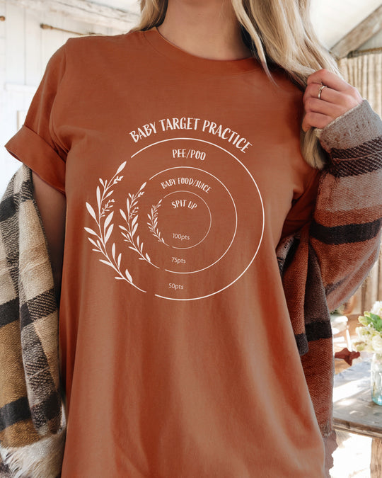 Baby Target Practice Womens T-shirt (heavy weight)
